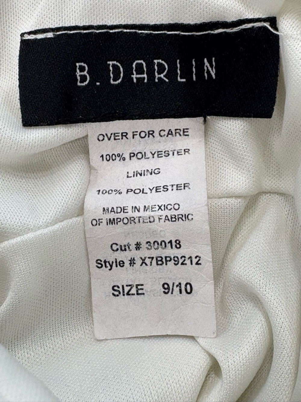 B Darlin Polka Dot Strapless Hi Low Dress Padded Size 9/10 Cream - Picture 11 of 12